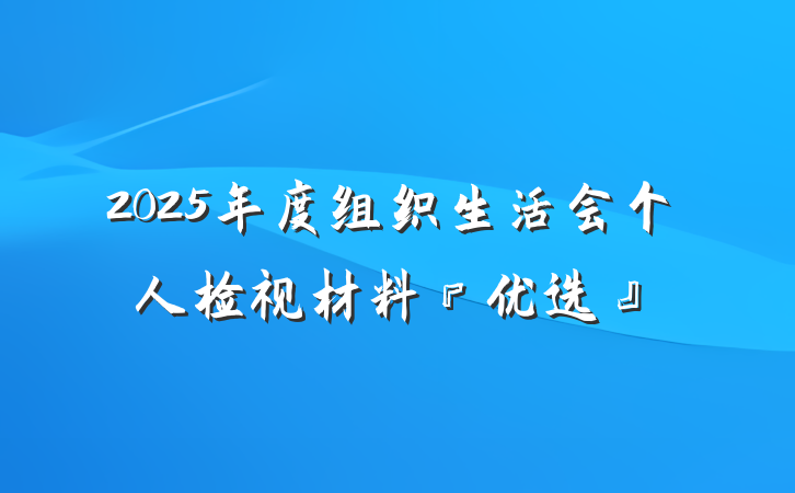 2025年度组织生活会个人检视材料『优选』