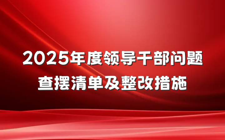2025年度领导干部问题查摆清单及整改措施