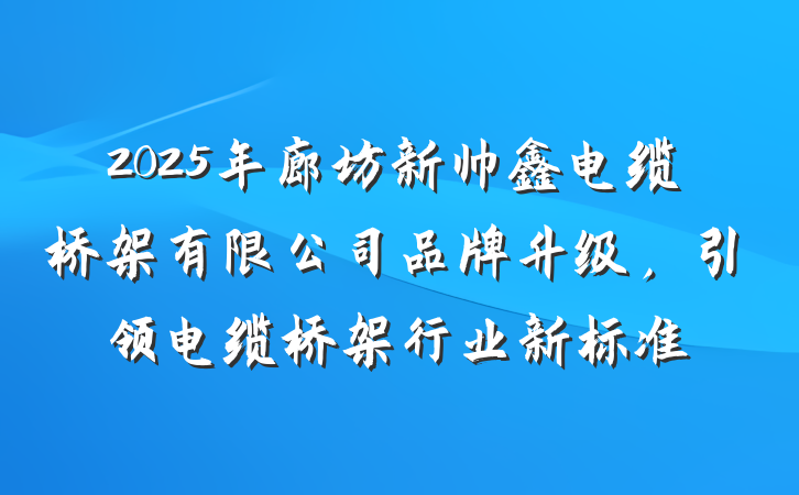 2025年廊坊新帅鑫电缆桥架有限公司品牌升级，引领电缆桥架行业新标准