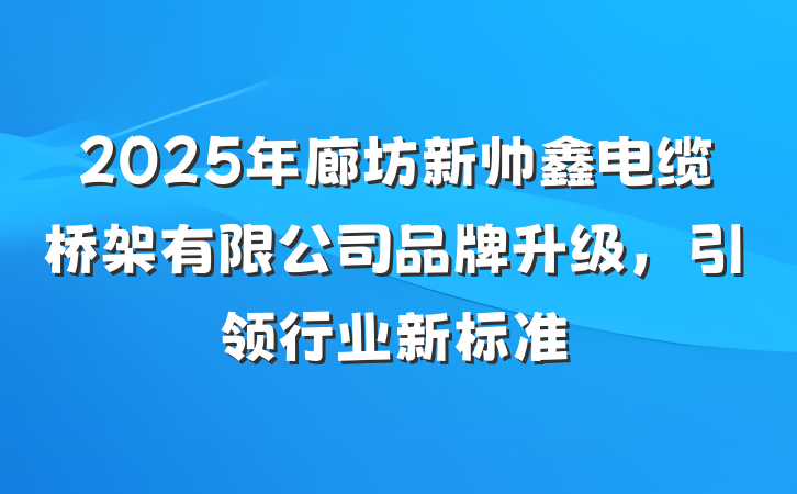 2025年廊坊新帅鑫电缆桥架有限公司品牌升级，引领行业新标准