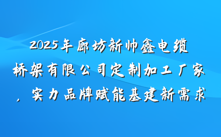 2025年廊坊新帅鑫电缆桥架有限公司定制加工厂家,实力品牌赋能基建新需求