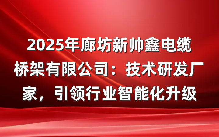 2025年廊坊新帅鑫电缆桥架有限公司:技术研发厂家,引领行业智能化升级