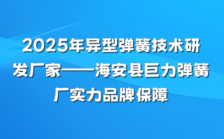 2025年异型弹簧技术研发厂家——海安县巨力弹簧厂实力品牌保障