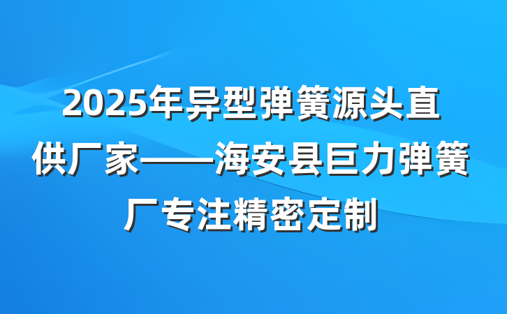 2025年异型弹簧源头直供厂家——海安县巨力弹簧厂专注精密定制