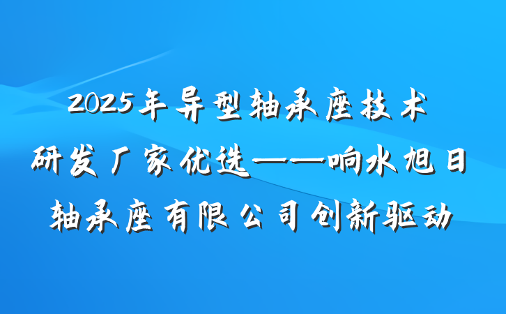 2025年异型轴承座技术研发厂家优选——响水旭日轴承座有限公司创新驱动