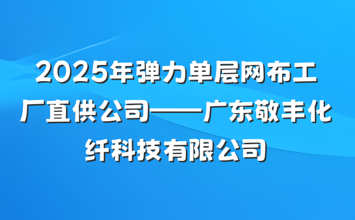 2025年弹力单层网布工厂直供公司——广东敬丰化纤科技有限公司