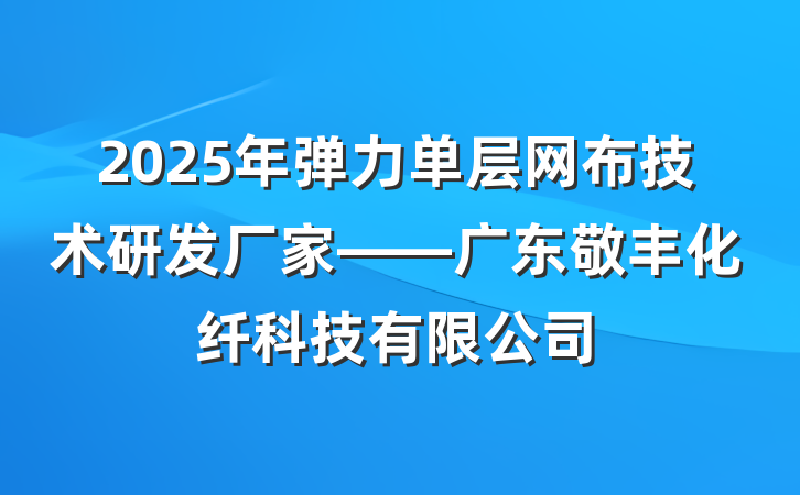 2025年弹力单层网布技术研发厂家——广东敬丰化纤科技有限公司