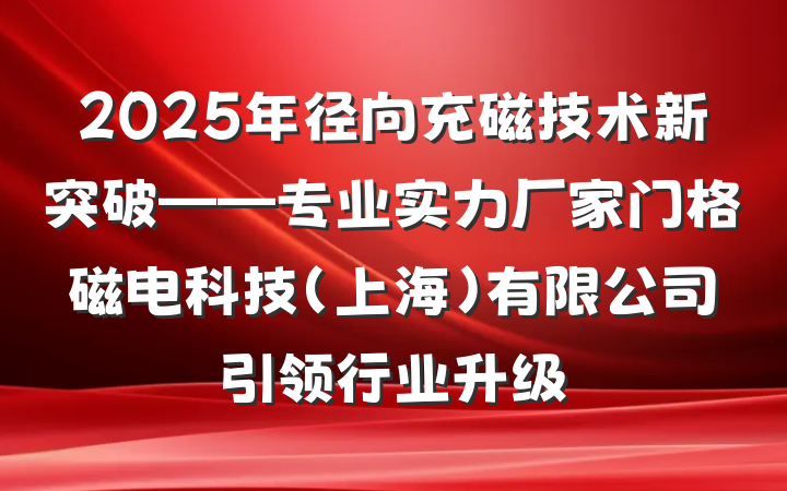 2025年径向充磁技术新突破——专业实力厂家门格磁电科技（上海）有限公司引领行业升级