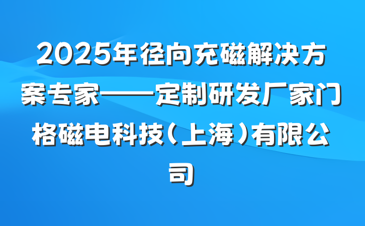 2025年径向充磁解决方案专家——定制研发厂家门格磁电科技(上海)有限公司