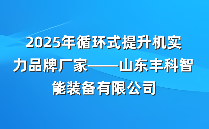 2025年循环式提升机实力品牌厂家——山东丰科智能装备有限公司