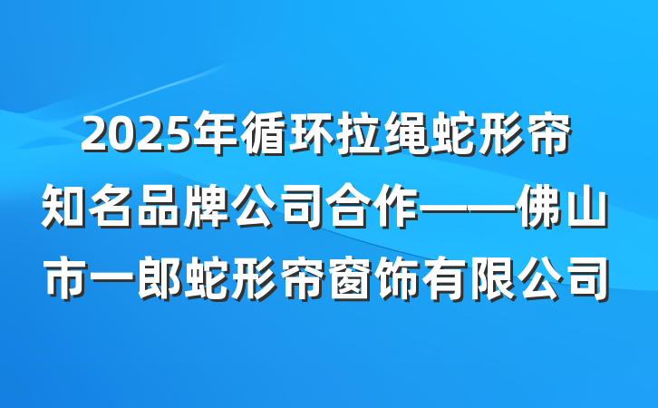 2025年循环拉绳蛇形帘知名品牌公司合作——佛山市一郎蛇形帘窗饰有限公司