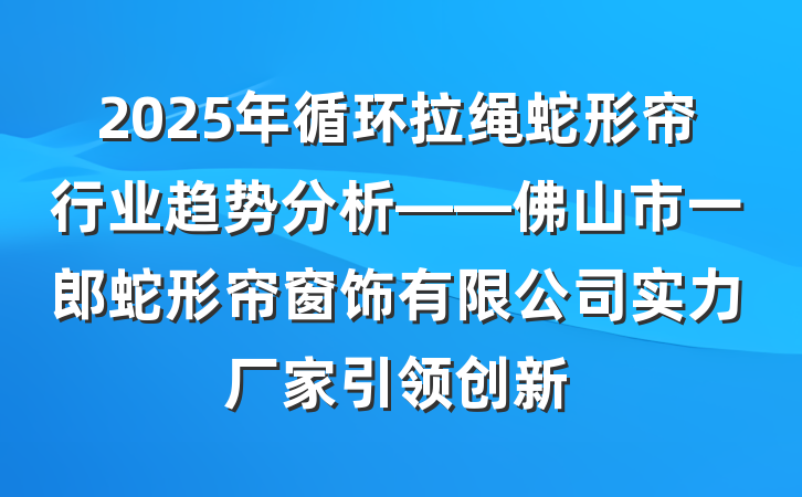 2025年循环拉绳蛇形帘行业趋势分析——佛山市一郎蛇形帘窗饰有限公司实力厂家引领创新