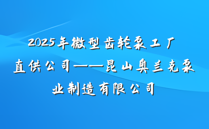 2025年微型齿轮泵工厂直供公司——昆山奥兰克泵业制造有限公司