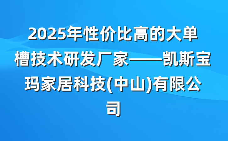 2025年性价比高的大单槽技术研发厂家——凯斯宝玛家居科技(中山)有限公司