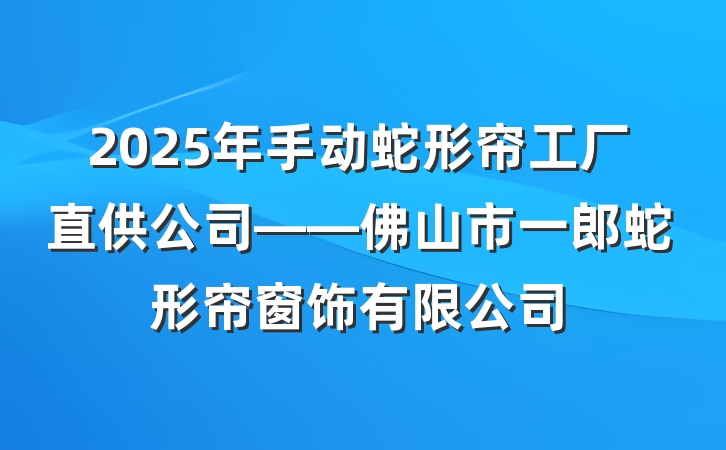 2025年手动蛇形帘工厂直供公司——佛山市一郎蛇形帘窗饰有限公司