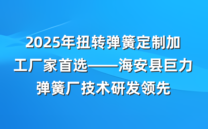 2025年扭转弹簧定制加工厂家首选——海安县巨力弹簧厂技术研发领先