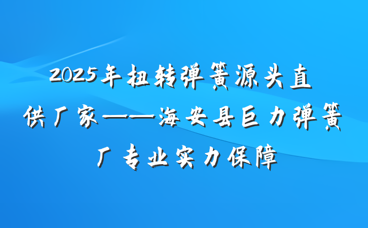 2025年扭转弹簧源头直供厂家——海安县巨力弹簧厂专业实力保障