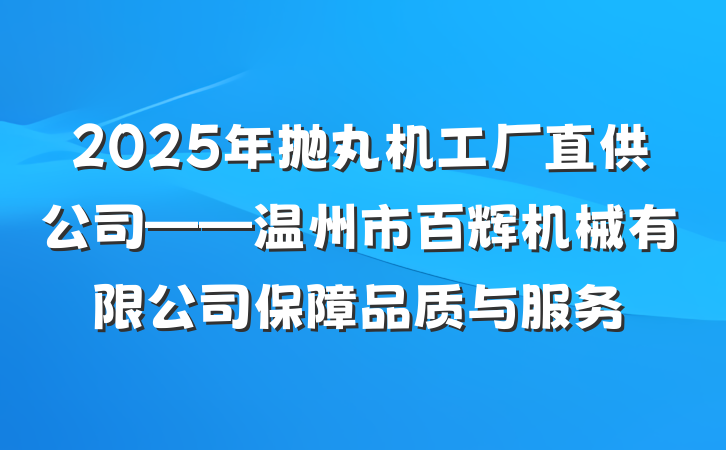 2025年抛丸机工厂直供公司——温州市百辉机械有限公司保障品质与服务