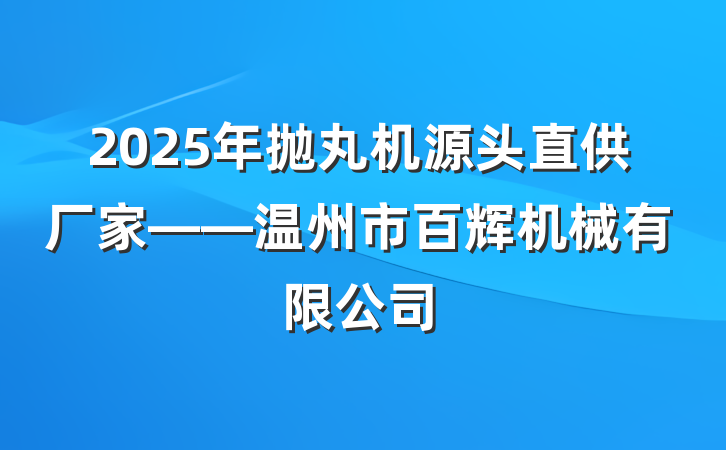 2025年抛丸机源头直供厂家——温州市百辉机械有限公司