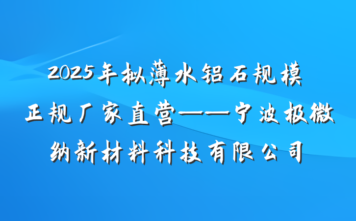 2025年拟薄水铝石规模正规厂家直营——宁波极微纳新材料科技有限公司