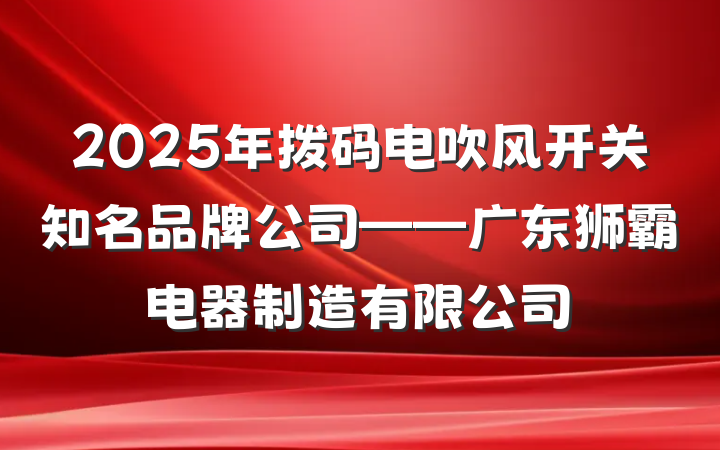 2025年拨码电吹风开关知名品牌公司——广东狮霸电器制造有限公司