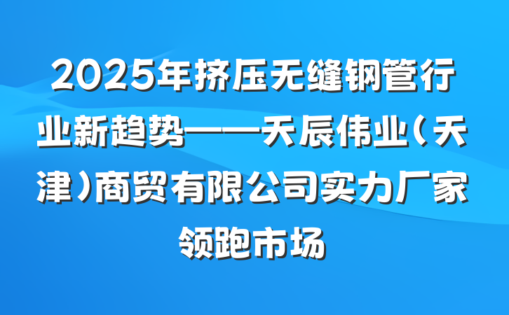2025年挤压无缝钢管行业新趋势——天辰伟业(天津)商贸有限公司实力厂家领跑市场