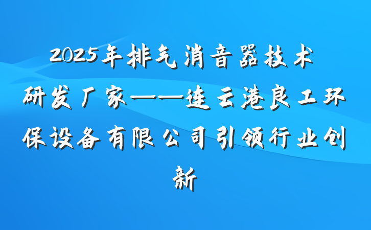 2025年排气消音器技术研发厂家——连云港良工环保设备有限公司引领行业创新