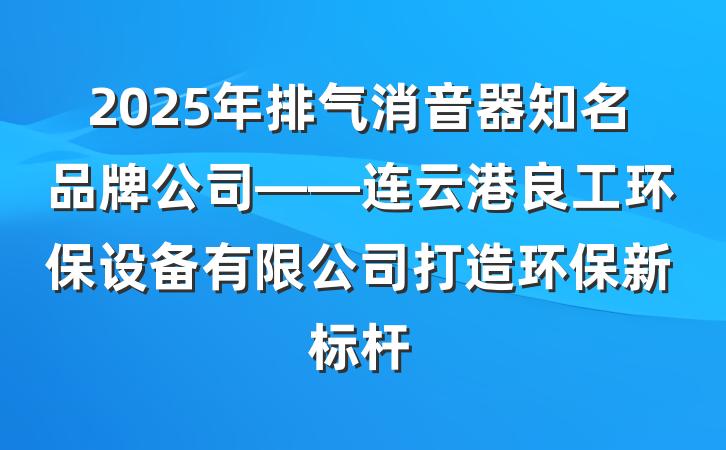2025年排气消音器知名品牌公司——连云港良工环保设备有限公司打造环保新标杆