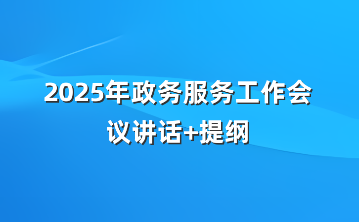 2025年政务服务工作会议讲话 提纲