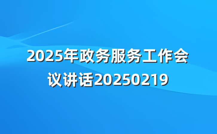 2025年政务服务工作会议讲话20250219