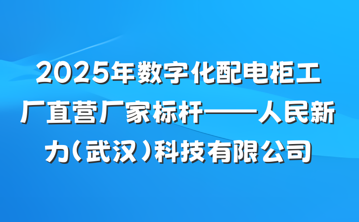 2025年数字化配电柜工厂直营厂家标杆——人民新力（武汉）科技有限公司