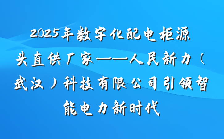 2025年数字化配电柜源头直供厂家——人民新力（武汉）科技有限公司引领智能电力新时代