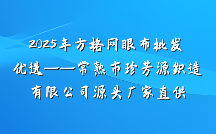 2025年方格网眼布批发优选——常熟市珍芳源织造有限公司源头厂家直供
