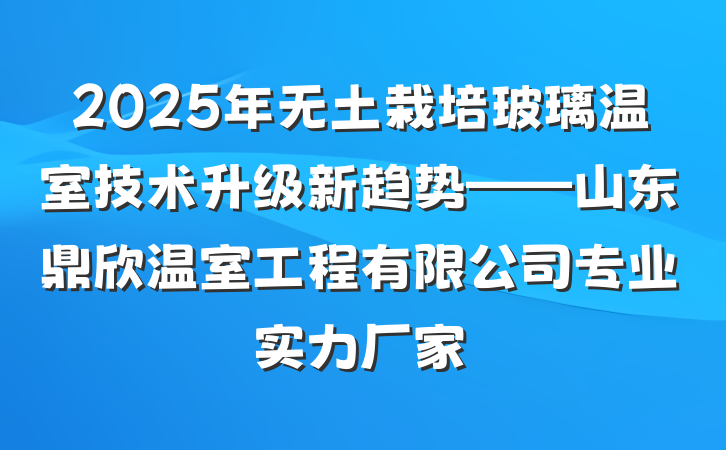 2025年无土栽培玻璃温室技术升级新趋势——山东鼎欣温室工程有限公司专业实力厂家