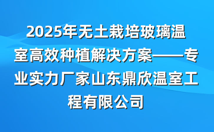 2025年无土栽培玻璃温室高效种植解决方案——专业实力厂家山东鼎欣温室工程有限公司
