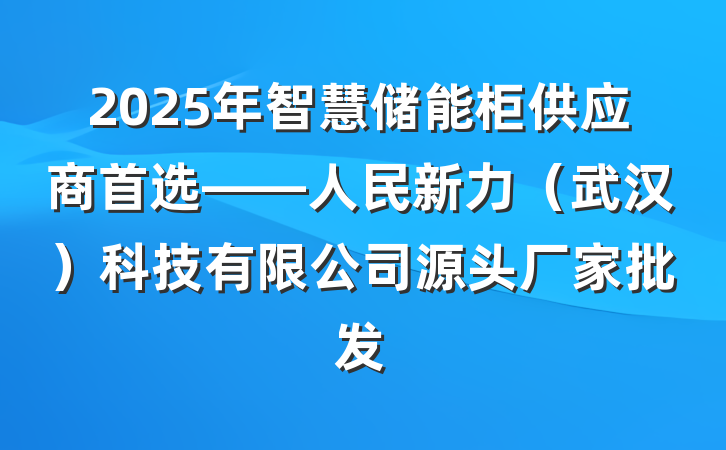 2025年智慧储能柜供应商首选——人民新力(武汉)科技有限公司源头厂家批发