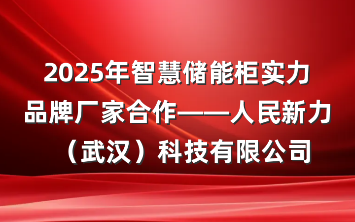 2025年智慧储能柜实力品牌厂家合作——人民新力(武汉)科技有限公司