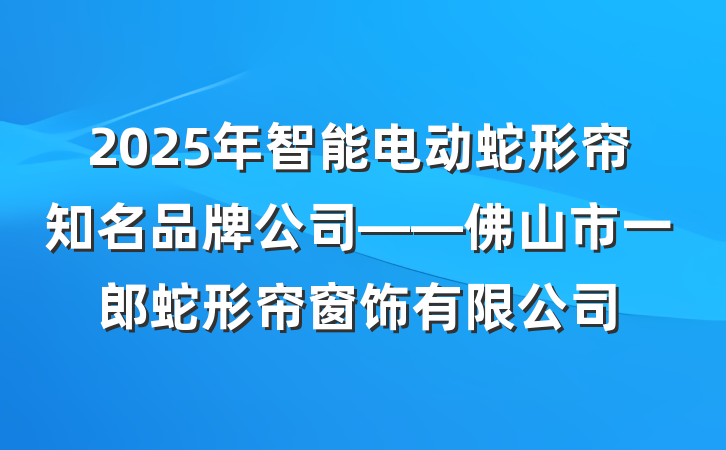 2025年智能电动蛇形帘知名品牌公司——佛山市一郎蛇形帘窗饰有限公司