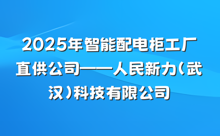 2025年智能配电柜工厂直供公司——人民新力（武汉）科技有限公司