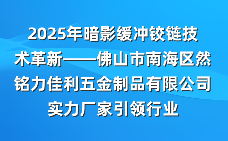 2025年暗影缓冲铰链技术革新——佛山市南海区然铭力佳利五金制品有限公司实力厂家引领行业