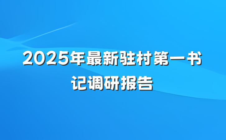 2025年最新驻村第一书记调研报告