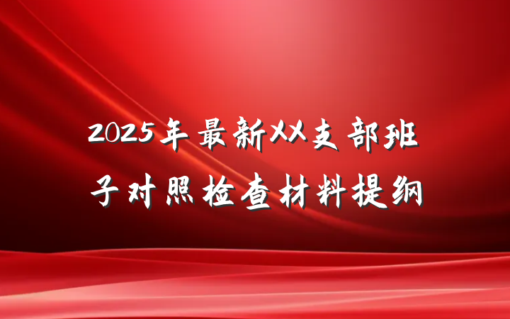 2025年最新XX支部班子对照检查材料提纲