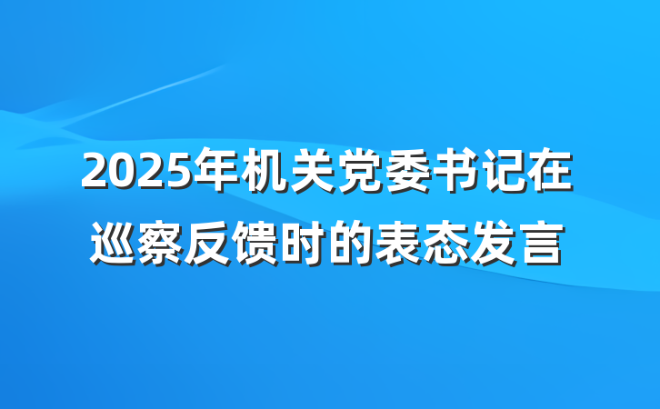 2025年机关党委书记在巡察反馈时的表态发言