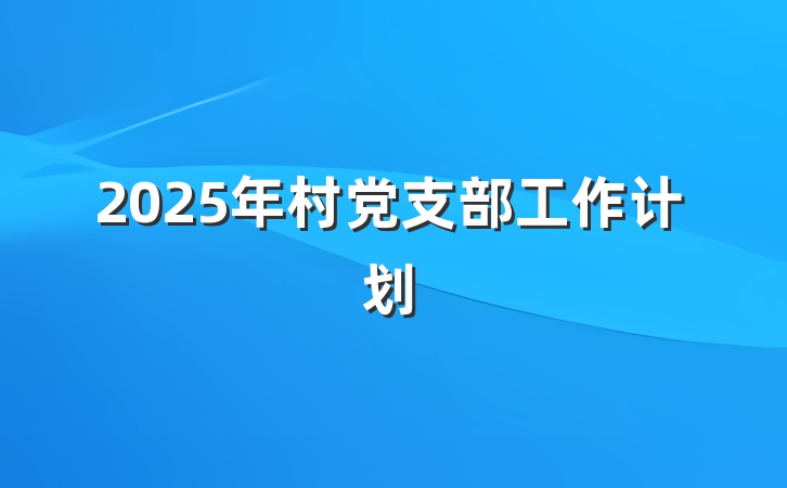 2025年村党支部工作计划