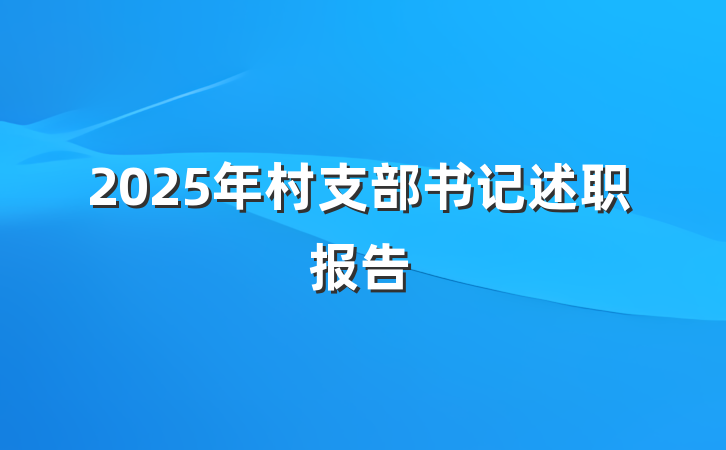 2025年村支部书记述职报告