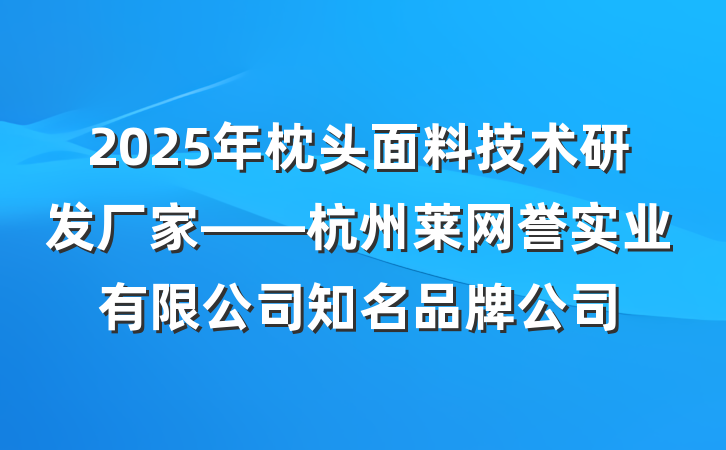 2025年枕头面料技术研发厂家——杭州莱网誉实业有限公司知名品牌公司