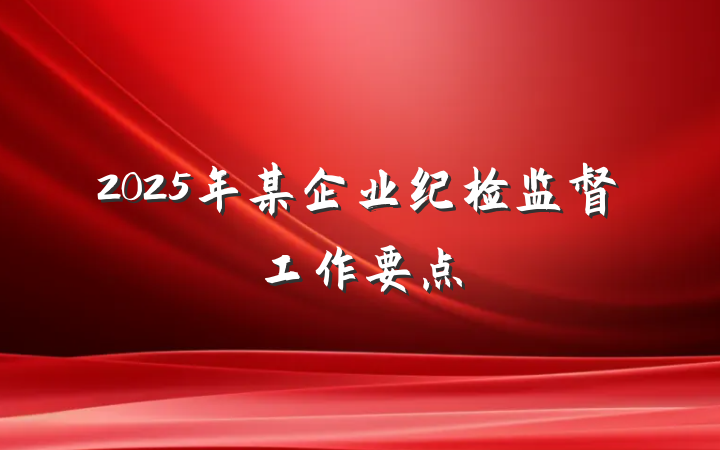 2025年某企业纪检监督工作要点