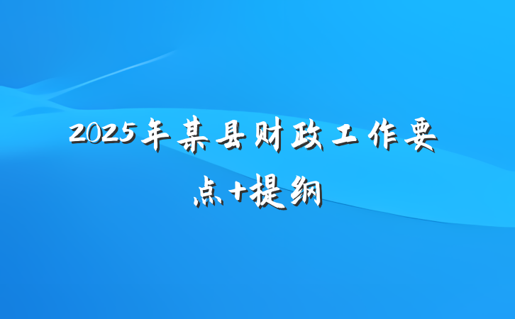 2025年某县财政工作要点 提纲