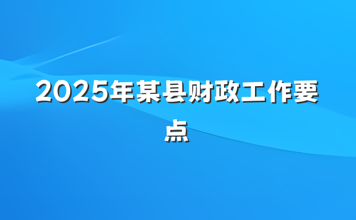 2025年某县财政工作要点