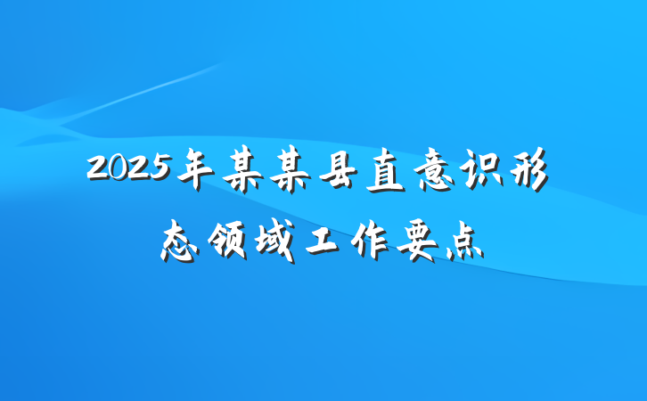 2025年某某县直意识形态领域工作要点